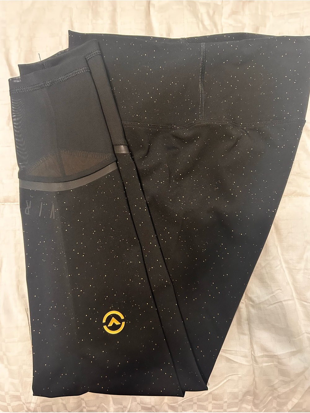 Women’s VIRUS Black Sparkle Active Leggings with Yellow Logo